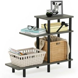 Walplus 2 Shelf French Oak Grey and Black Turn-N-Tube Side Table - Size: 29.49 x 65.1 x 80.01cm - Wilko - thumbnail 5