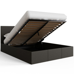 GFW King Size Grey Hopsack Fabric End Lift Ottoman Bed with Bonnell Mattress - Wilko - thumbnail 5