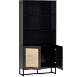 Julian Bowen Padstow 2 Door 3 Shelf Black Tall Bookcase - Wilko - thumbnail 5