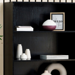 Julian Bowen Padstow 2 Door 3 Shelf Black Tall Bookcase - Wilko - thumbnail 7