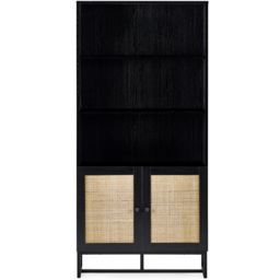 Julian Bowen Padstow 2 Door 3 Shelf Black Tall Bookcase - Wilko - thumbnail 4