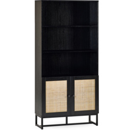 Julian Bowen Padstow 2 Door 3 Shelf Black Tall Bookcase - Wilko - thumbnail 3