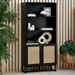 Julian Bowen Padstow 2 Door 3 Shelf Black Tall Bookcase - Wilko