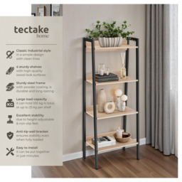 Tectake 5 Shelf Oak Wood Light Shelving Unit 34 x 57.5cm - Brown - Wilko - thumbnail 7
