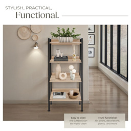 Tectake 5 Shelf Oak Wood Light Shelving Unit 34 x 57.5cm - Brown - Wilko - thumbnail 4