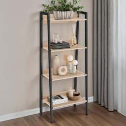 Tectake 5 Shelf Oak Wood Light Shelving Unit 34 x 57.5cm - Brown - Wilko
