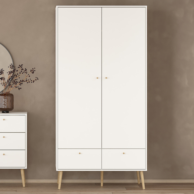 Florence Cumbria 2 Door 2 Drawer White Wardrobe - Size: 2 Door, 2 Drawer - Furniture to Go - Wilko - image 1