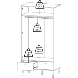 Florence Cumbria 2 Door 2 Drawer White Wardrobe - Size: 2 Door, 2 Drawer - Furniture to Go - Wilko - thumbnail 7