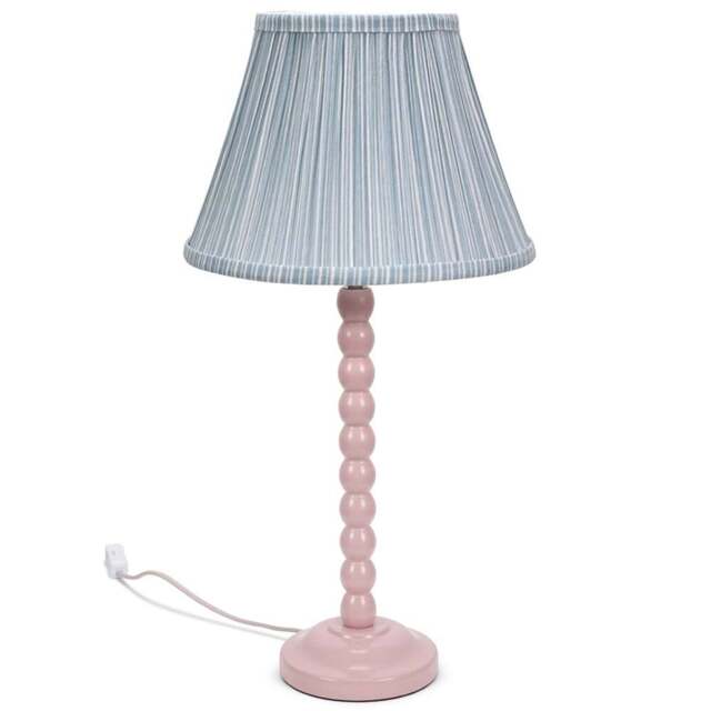 ValueLights Bobbins Blue Stripe Shade Rose Pink LED Table Lamp - Size: 52 x 27 x 27cm - Wilko - image 1