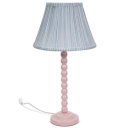 ValueLights Bobbins Blue Stripe Shade Rose Pink LED Table Lamp - Size: 52 x 27 x 27cm - Wilko