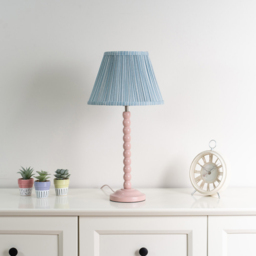 ValueLights Bobbins Blue Stripe Shade Rose Pink LED Table Lamp - Size: 52 x 27 x 27cm - Wilko - thumbnail 6