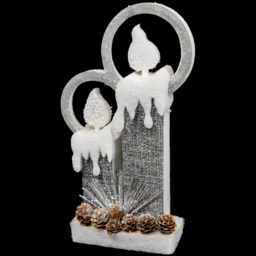 Shatchi Grey Glitter Foam Snow Covered Pre Lit Twin Candles Christmas Decoration 31cm - Size: 31 x 17.5 x 6cm - Wilko - thumbnail 4