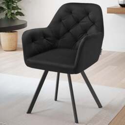 tectake Lucia Black Padded and Quilted Swivel Armchair Set of 6 - Size: Single - Wilko