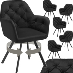 tectake Lucia Black Padded and Quilted Swivel Armchair Set of 6 - Size: Single - Wilko - thumbnail 3