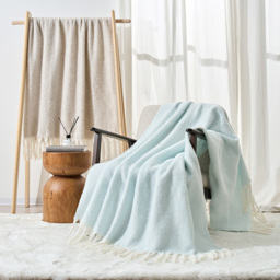 Cloud Touch Aisling Faux Mohair Fringed Duck Egg Throw 127 x 170cm - Size: 127 x 170 x 0.5cm - Duckegg - Wilko - thumbnail 4