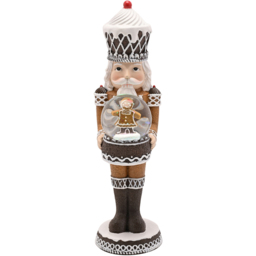 The Seasonal Gift Co. Santa and Friends Dark Gingerbread Nutcracker Holding a Snow Globe 23cm - Size: 23 x 8.5 x 6cm - Brown - Wilko