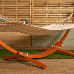 Samuel Alexander Palermo Single Seater Cream Freestanding Garden Hammock with Larch Wood Arc Stand - Size: 120 x 310 x 100cm - Multi - Wilko - thumbnail 6