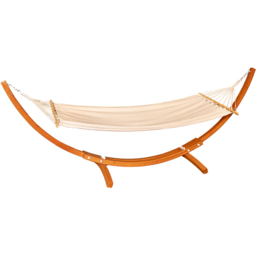 Samuel Alexander Palermo Single Seater Cream Freestanding Garden Hammock with Larch Wood Arc Stand - Size: 120 x 310 x 100cm - Multi - Wilko - thumbnail 3