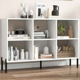 Costway 6 Cube White Metal Leg Bookshelf - Size: 6 Shelf - Wilko