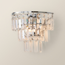 ValueLights Kelsks Clear Acrylic Jewel Droplet Chrome Wall Light with LED Bulb - Size: 22.5 x 25 x 12.5cm - Silver - Wilko - thumbnail 6