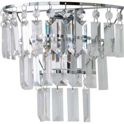 ValueLights Kelsks Clear Acrylic Jewel Droplet Chrome Wall Light with LED Bulb - Size: 22.5 x 25 x 12.5cm - Silver - Wilko