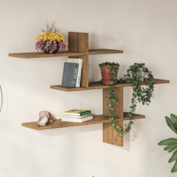 Decortie Leo Dark Oak Effect Modern Floating Shelf - Size: 80.5 x 123 x 22cm - Brown - Wilko