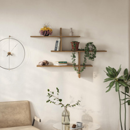 Decortie Leo Dark Oak Effect Modern Floating Shelf - Size: 80.5 x 123 x 22cm - Brown - Wilko - thumbnail 4
