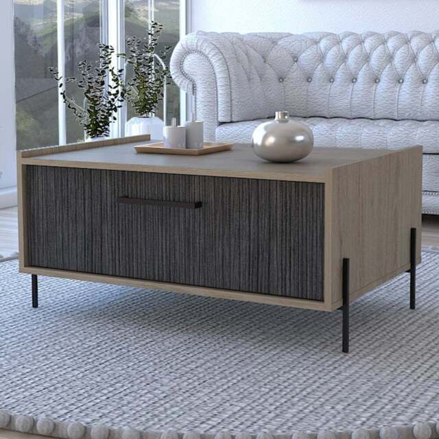 Core Products Harvard Single Door Washed Oak and Carbon Grey Coffee Table - Brown - Wilko - image 1