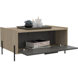 Core Products Harvard Single Door Washed Oak and Carbon Grey Coffee Table - Brown - Wilko - thumbnail 5