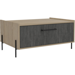 Core Products Harvard Single Door Washed Oak and Carbon Grey Coffee Table - Brown - Wilko - thumbnail 3
