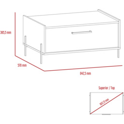 Core Products Harvard Single Door Washed Oak and Carbon Grey Coffee Table - Brown - Wilko - thumbnail 7