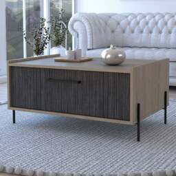 Core Products Harvard Single Door Washed Oak and Carbon Grey Coffee Table - Brown - Wilko
