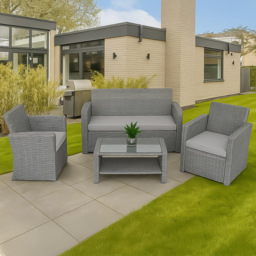 Shatchi 4 Seater Grey Steel Garden Sofa Set - Wilko - thumbnail 1