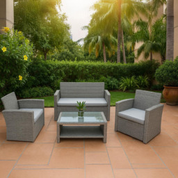 Shatchi 4 Seater Grey Steel Garden Sofa Set - Wilko - thumbnail 7