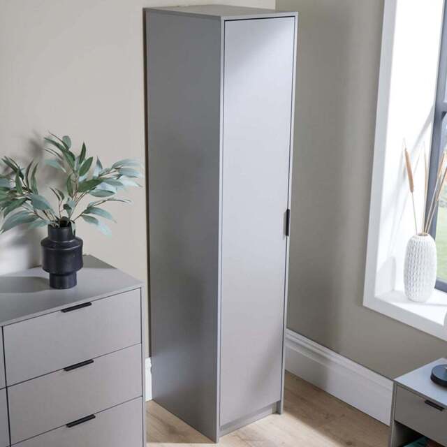 Home Source Phoenix Single Door Grey Wardrobe - Wilko - image 1