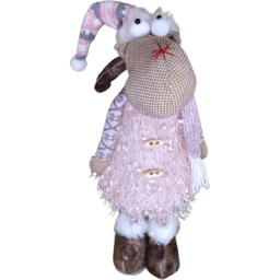 Samuel Alexander Standing Pink and Grey Reindeer Warm White LED Christmas Decoration - Size: 50 x 25 x 25cm - Multi - Wilko