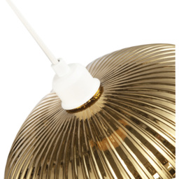 Happy Homewares Designer Shiny Gold Plated Line Ribbed Glass Oval Pendant Shade - Size: 17 x 30 x 30cm - Wilko - thumbnail 6