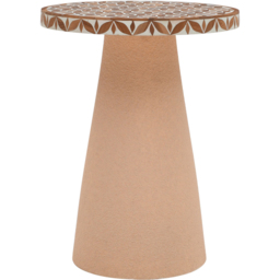 IH Design Acacia Wood Inlay Floral Round Side Table - Size: 47 x 36 x 36cm - Brown - Wilko - thumbnail 4