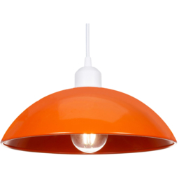 Happy Homewares Orange Gloss Metal Industrial Retro Disc Pendant Shade - Size: 9 x 28 x 28cm - Wilko - thumbnail 4