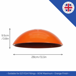 Happy Homewares Orange Gloss Metal Industrial Retro Disc Pendant Shade - Size: 9 x 28 x 28cm - Wilko - thumbnail 6