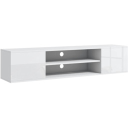 Portland 2 Door 2 Shelf White Floating TV Stand Cabinet - Size: 140 x 30 x 30cm - Wilko - thumbnail 3