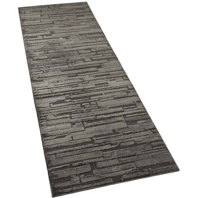 Desire Rugs Hamilton Dark Grey Bold Geometric Rug 60 x 220cm - Size: 220 x 60 x 1.3cm - Wilko - image 1