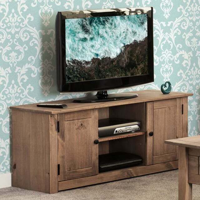 Seconique Panama 2 Door 2 Shelf Natural Wax Flat Screen TV Unit - Size: 40 x 120 x 50cm - Brown - Wilko - image 1
