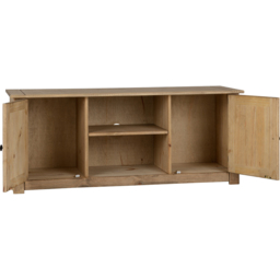Seconique Panama 2 Door 2 Shelf Natural Wax Flat Screen TV Unit - Size: 40 x 120 x 50cm - Brown - Wilko - thumbnail 5