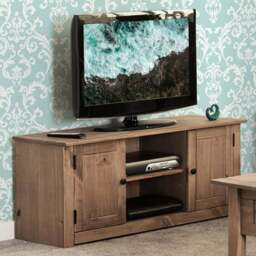 Seconique Panama 2 Door 2 Shelf Natural Wax Flat Screen TV Unit - Size: 40 x 120 x 50cm - Brown - Wilko - thumbnail 1