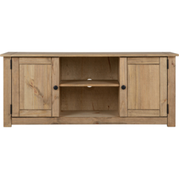 Seconique Panama 2 Door 2 Shelf Natural Wax Flat Screen TV Unit - Size: 40 x 120 x 50cm - Brown - Wilko - thumbnail 4