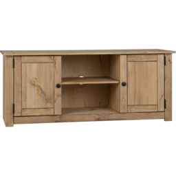 Seconique Panama 2 Door 2 Shelf Natural Wax Flat Screen TV Unit - Size: 40 x 120 x 50cm - Brown - Wilko - thumbnail 3