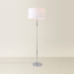 ValueLights Marissa Reni White Shade and Chrome Ball LED Floor Lamp - Size: 145 x 45 x 45cm - Silver - Wilko - thumbnail 6