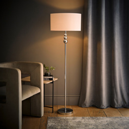 ValueLights Marissa Reni White Shade and Chrome Ball LED Floor Lamp - Size: 145 x 45 x 45cm - Silver - Wilko - thumbnail 7