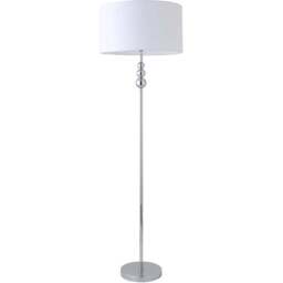 ValueLights Marissa Reni White Shade and Chrome Ball LED Floor Lamp - Size: 145 x 45 x 45cm - Silver - Wilko